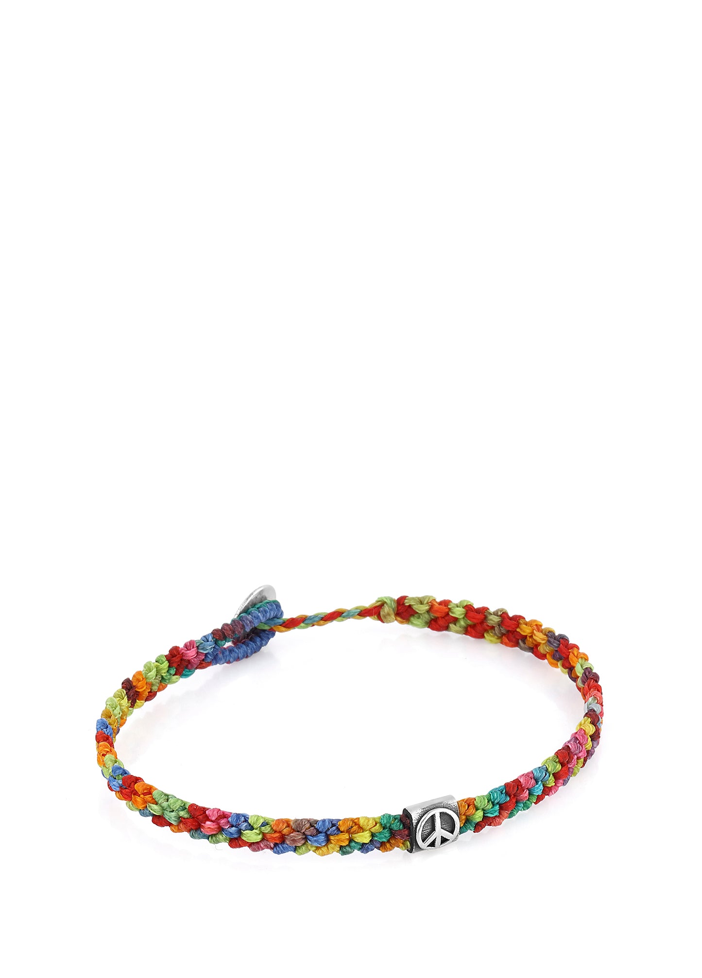 Men’s Peace Braided Wax Silver Bracelet 13