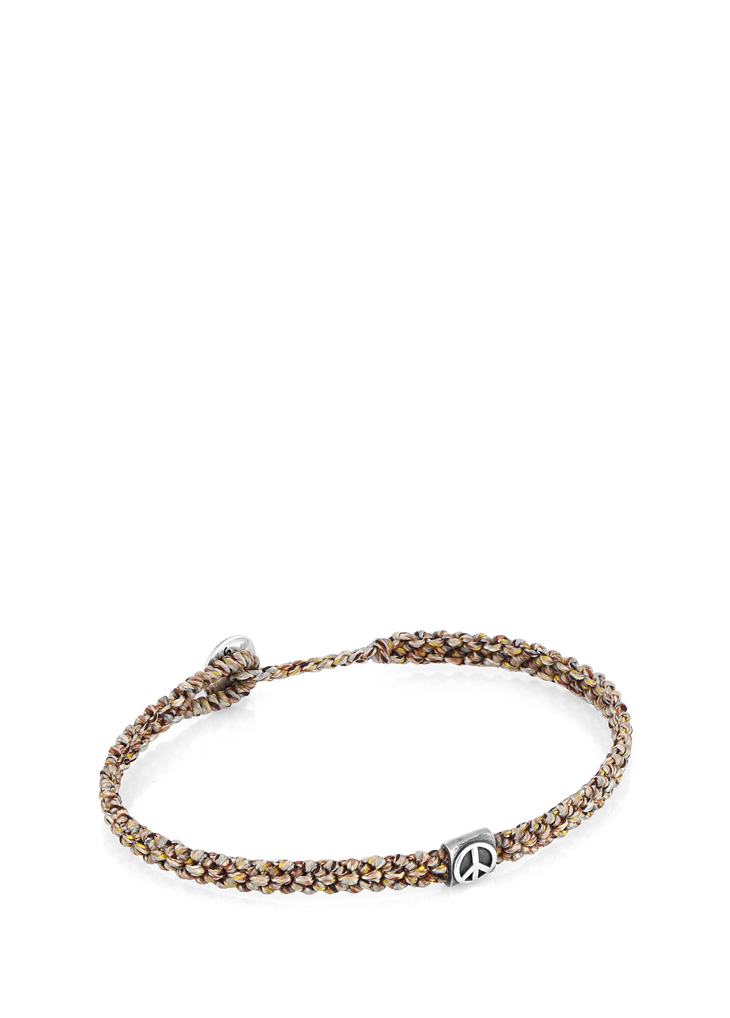 Men’s Peace Braided Wax Silver Bracelet 13