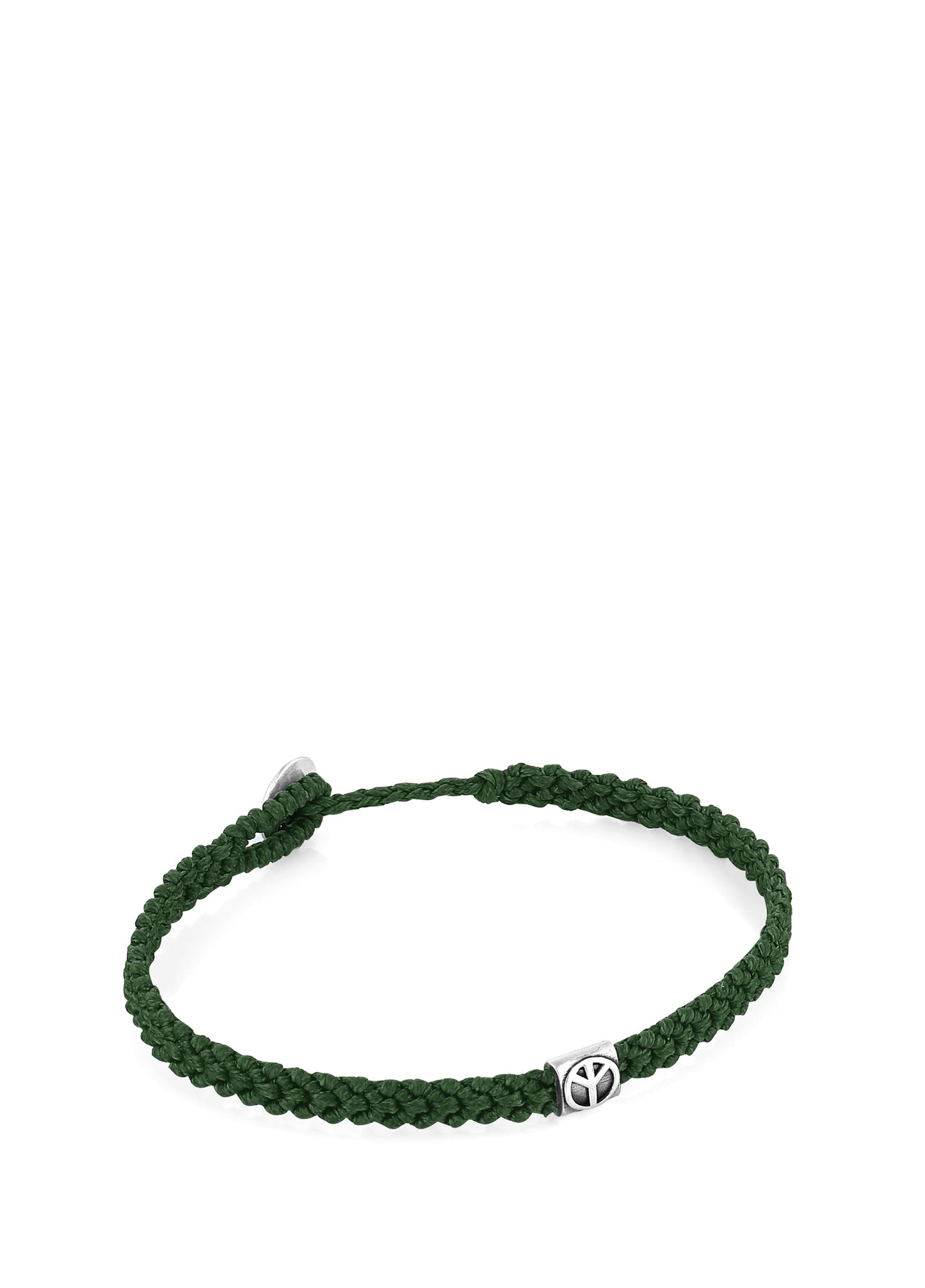 Men’s Peace Braided Wax Silver Bracelet 13