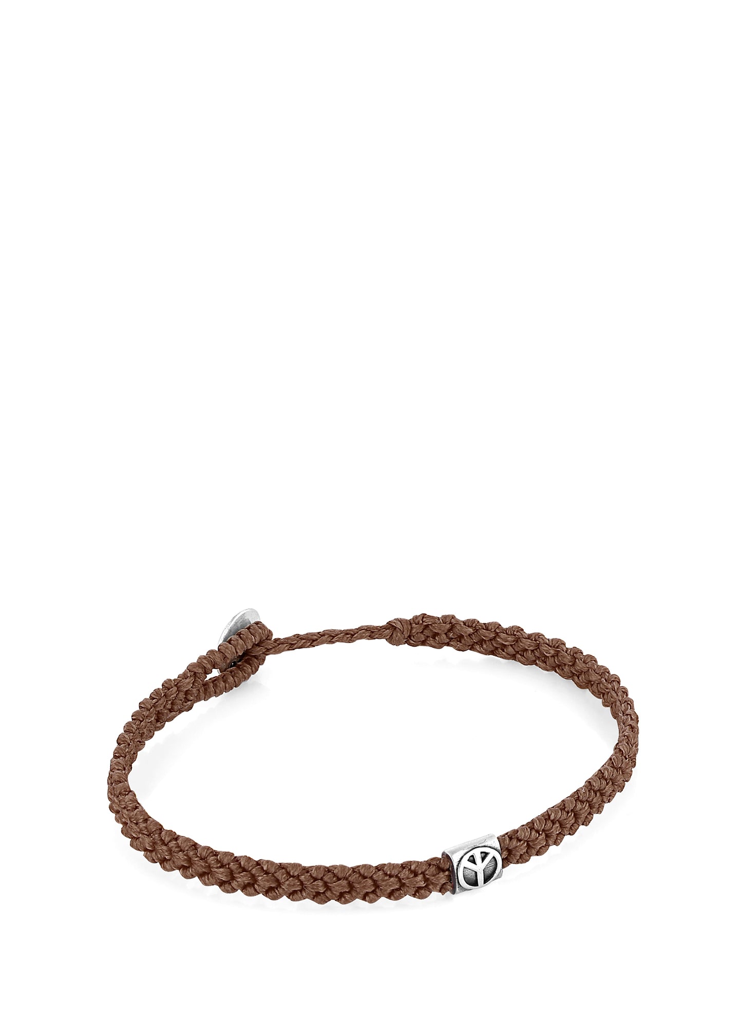 Men’s Peace Braided Wax Silver Bracelet 13