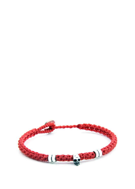 Men’s Skull Double OO Brd Wax Silver Bracelet