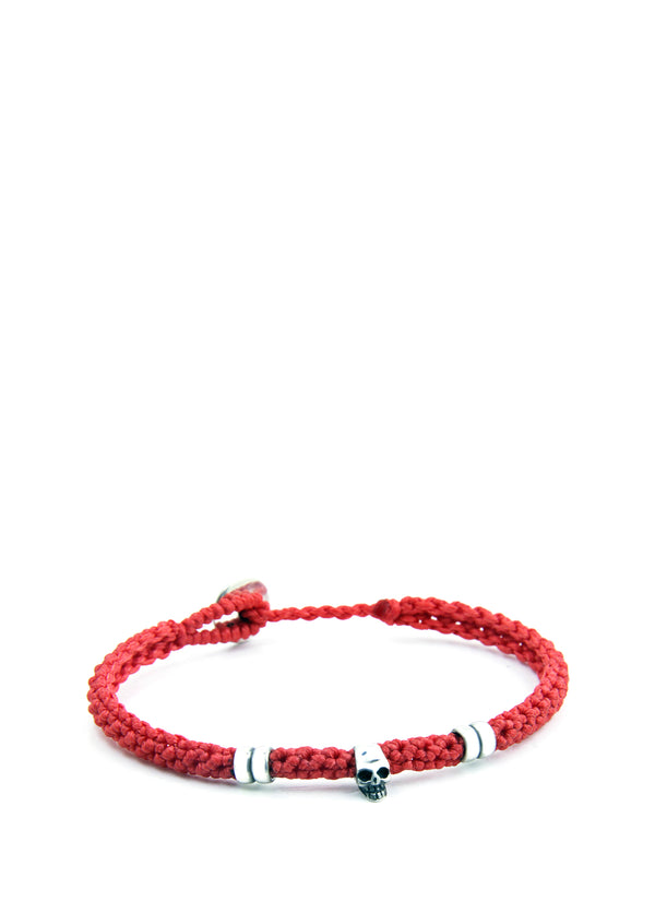 Men’s Skull Double OO Brd Wax Silver Bracelet