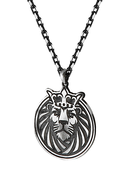 Men’s Lion King Crown Silver Necklace