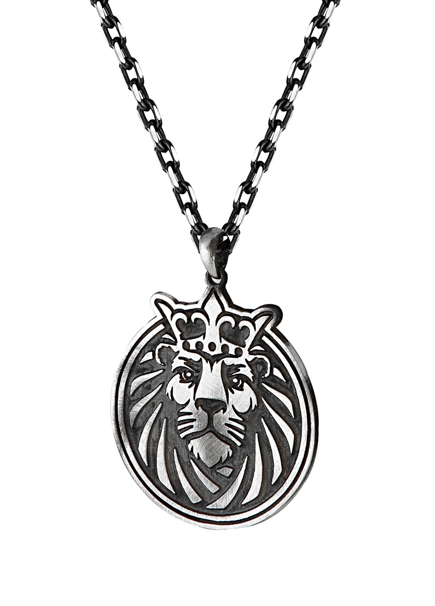 Men’s Lion King Crown Silver Necklace
