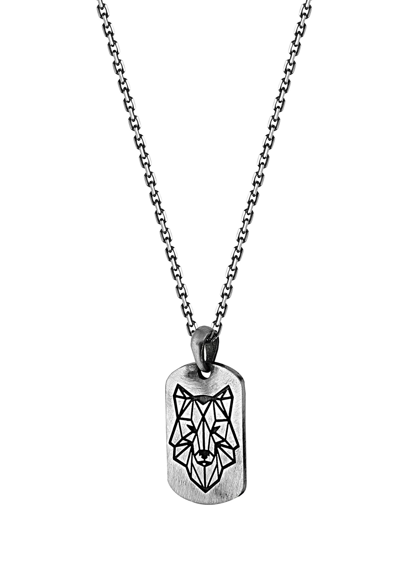 Men’s Wolf Head Silver Necklace