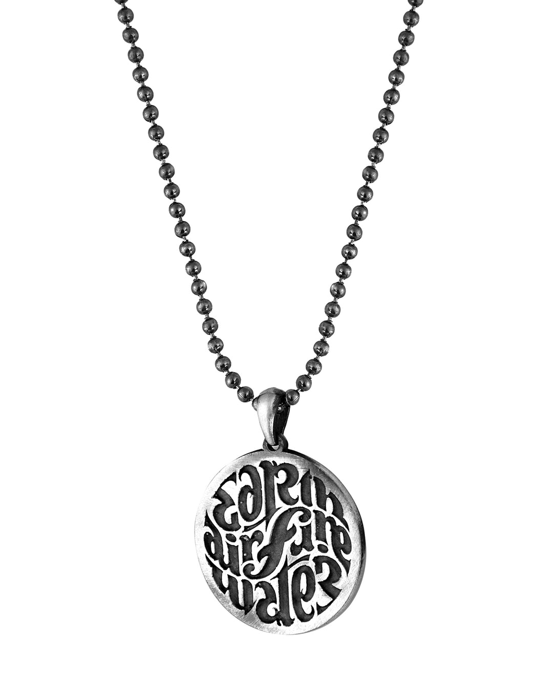 Men’s Earth Air Fire Water Ball Silver Necklace