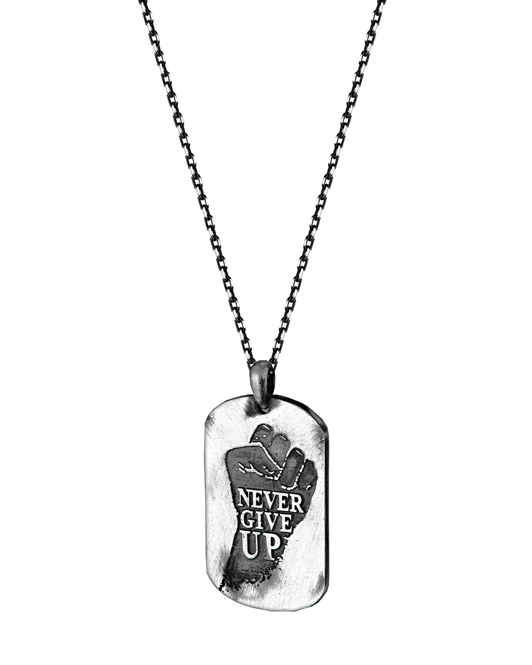 Men’s Never Give Up Silver Necklace