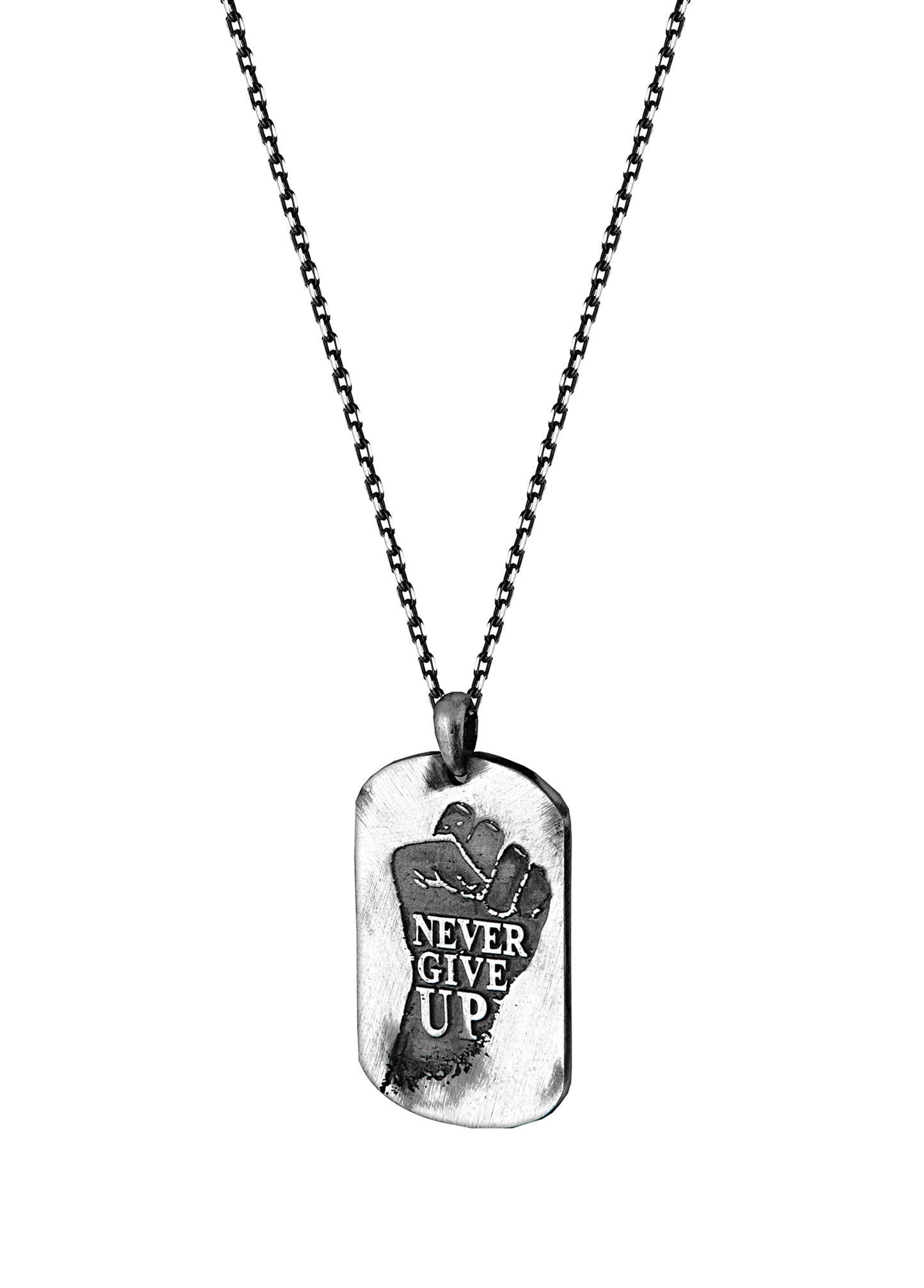 Men’s Never Give Up Silver Necklace