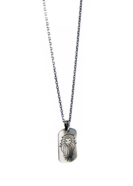 Men’s Lion Head Rct Silver Necklace