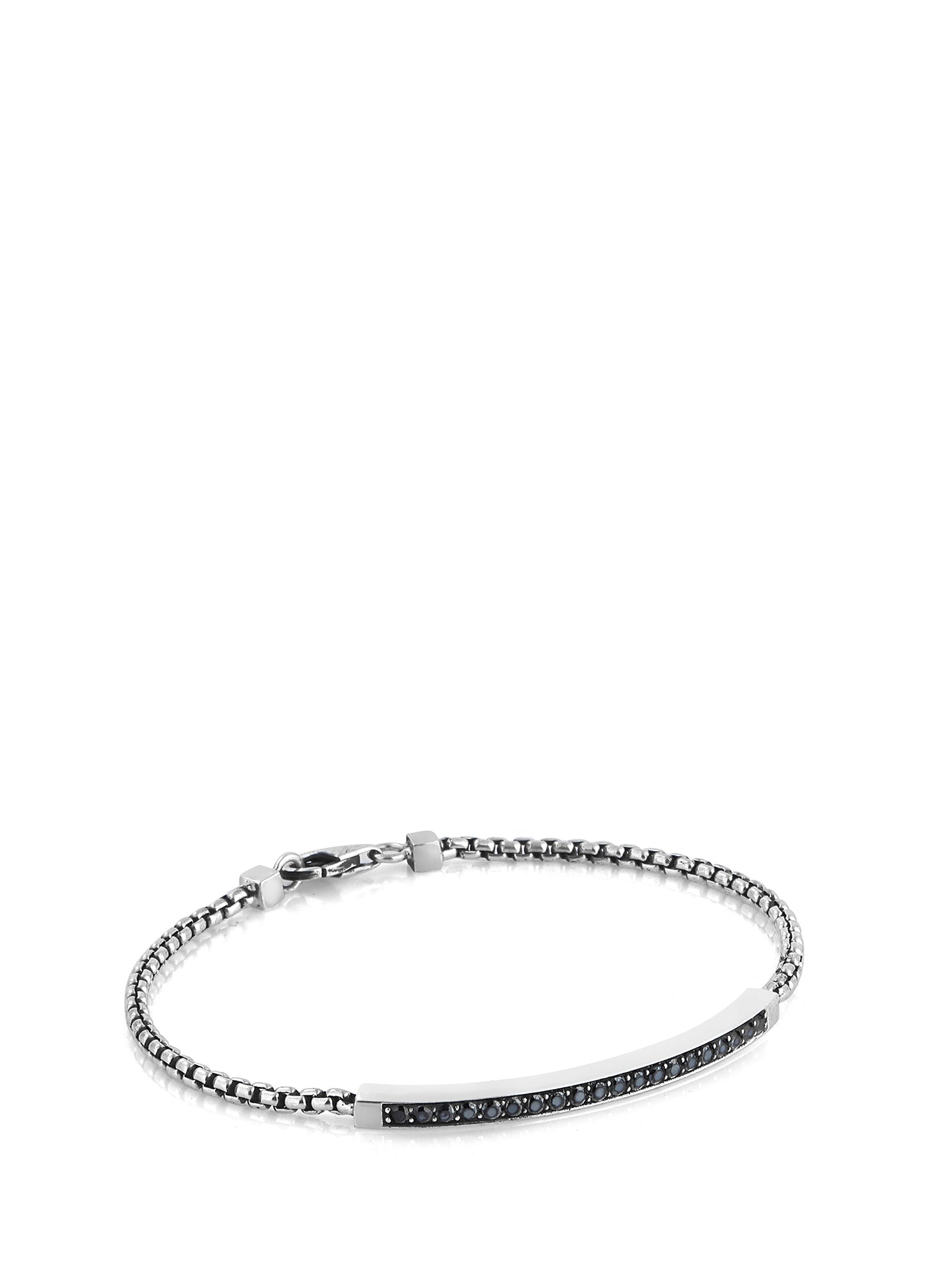Men’s Arc Single Zircon Dy Chain Silver Bracelet