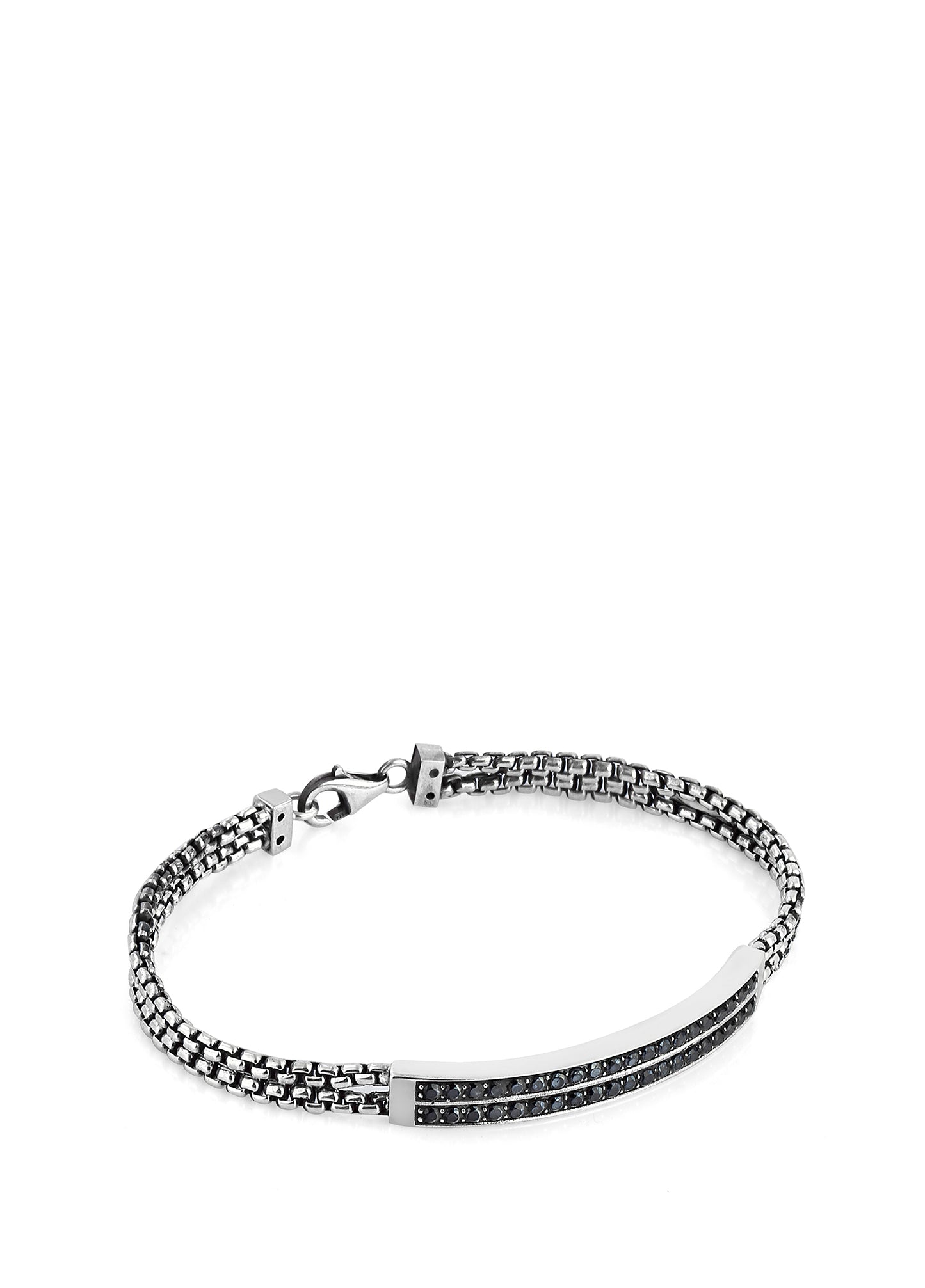 Men’s Arc Double Zircon Dy Chain Silver Bracelet