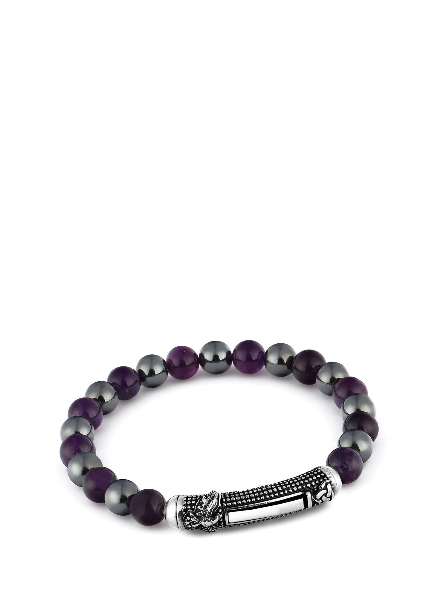 Men’s Smoke Grey Red Silver Bracelet