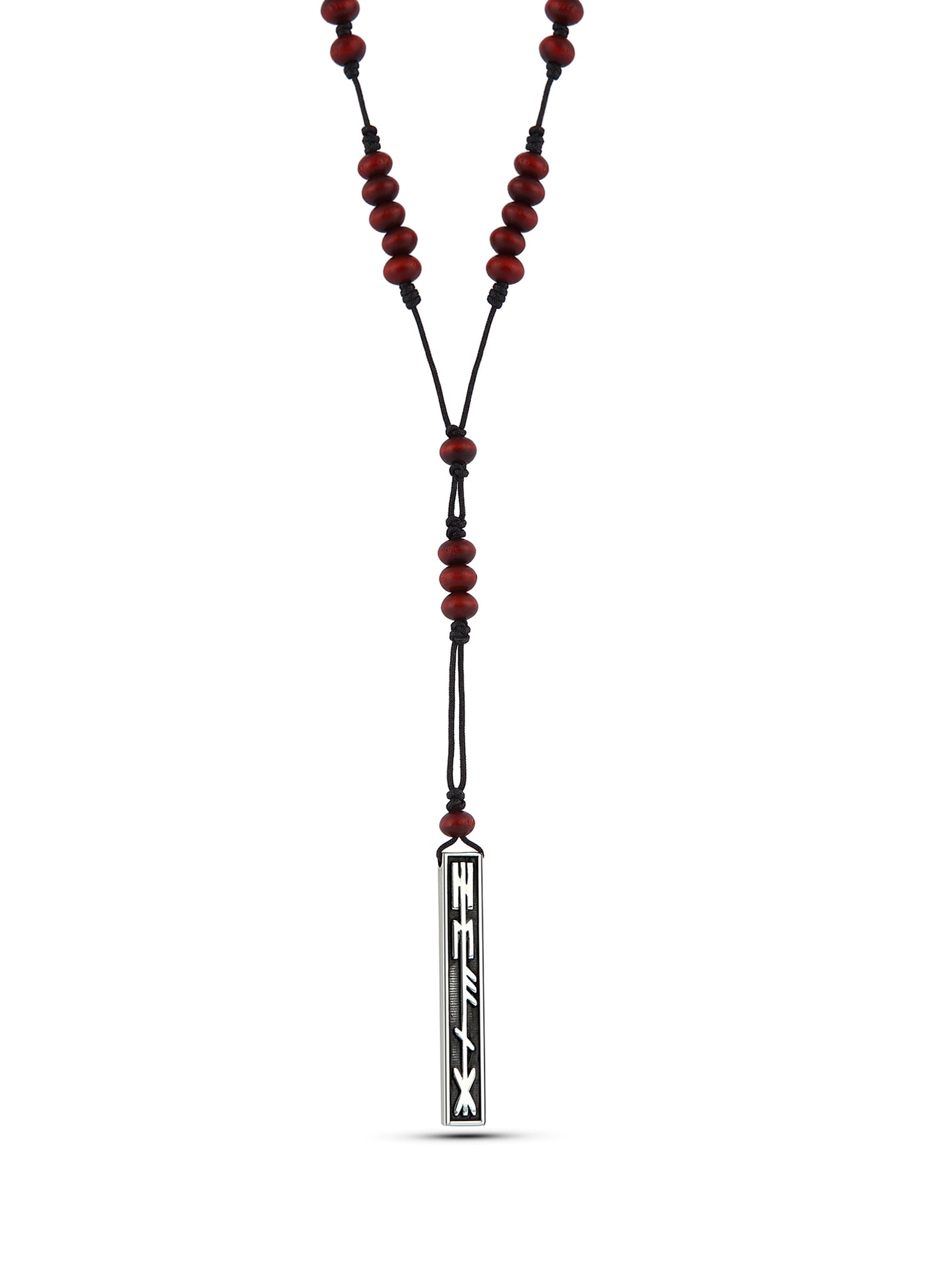 Men’s Healing Wood Bordo Silver Necklace