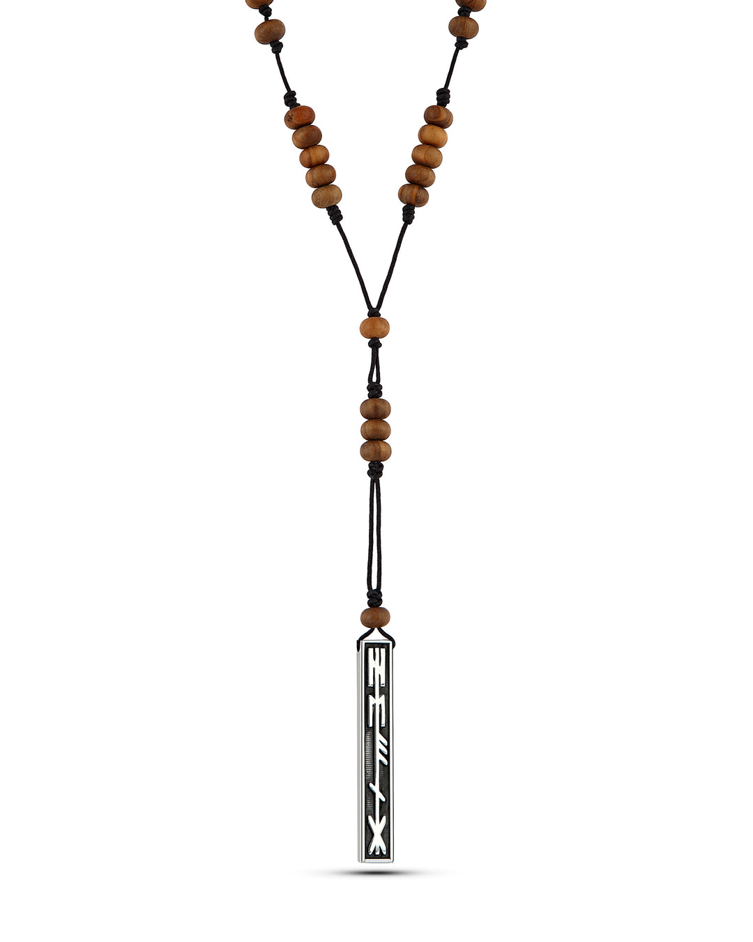 Men’s Healing Wood Kahverengi Silver Necklace