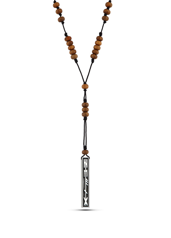 Men’s Healing Wood Kahverengi Silver Necklace