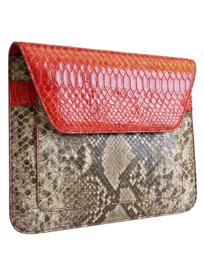 Monica Italian Python Leather Clutch Handbag