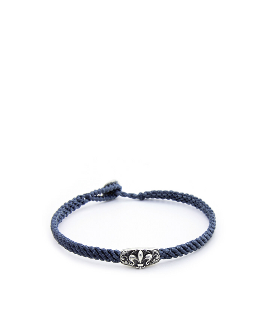 Makrame Fleur De Lis Disc Men’s Silver Bracelet