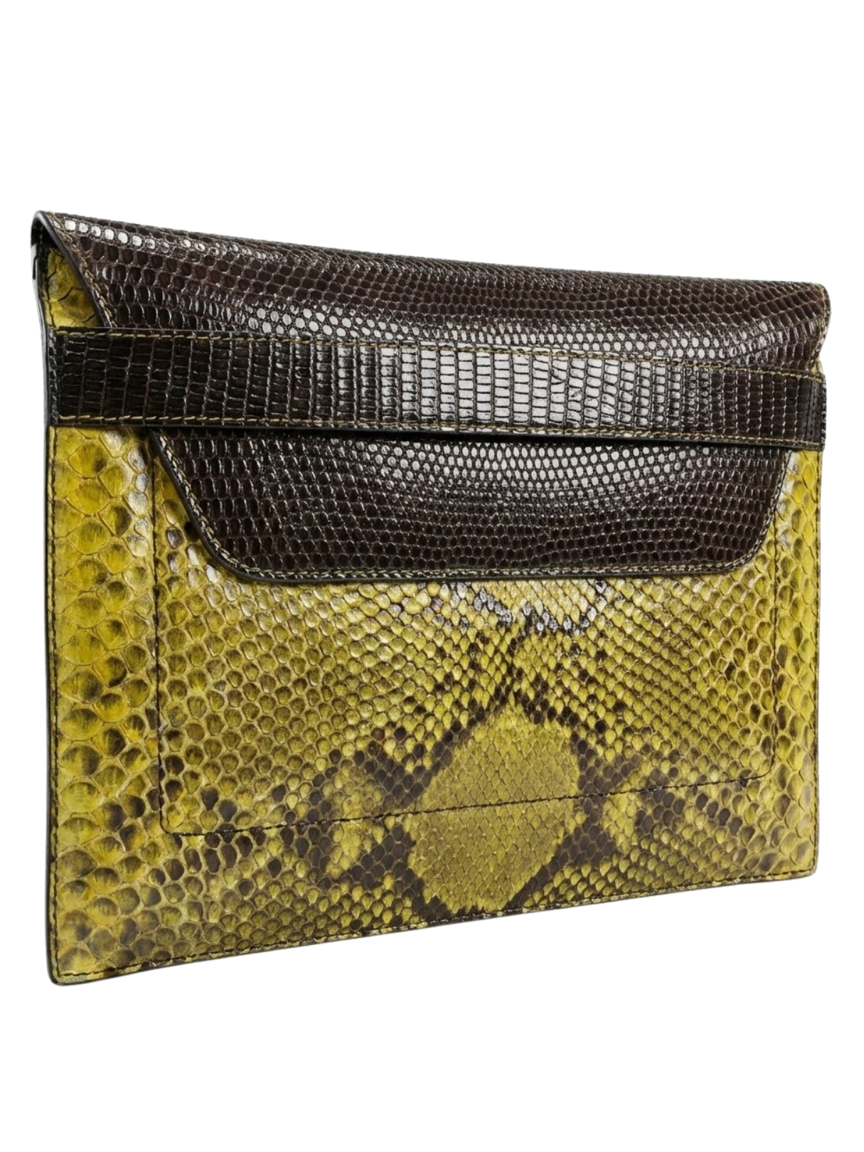 Monica Italian Python Leather Clutch Handbag