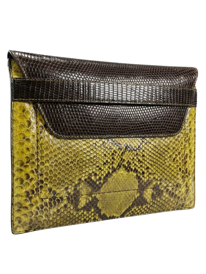 Monica Italian Python Leather Clutch Handbag