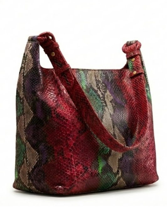 Lamia Italian Python Leather Shoulder Bag