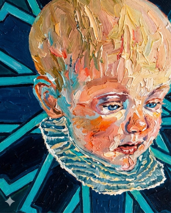 Blue Baby 90×90cm Figurative Expressionism Surrealism Oil Painting