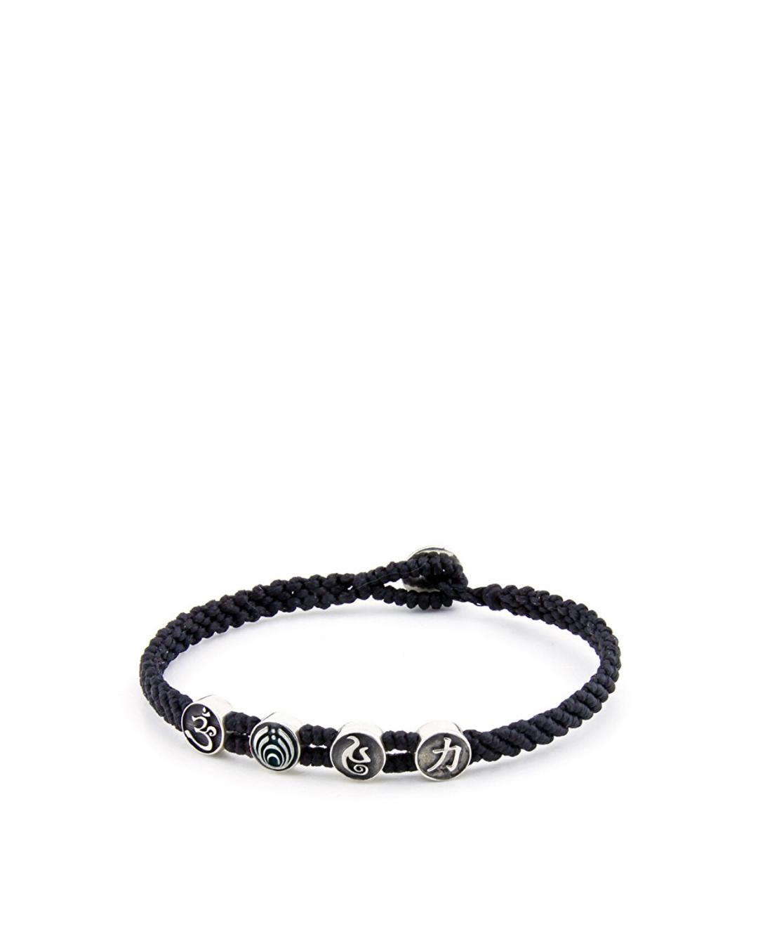 Strenght Symbols Flat Braided Silver Bracelet