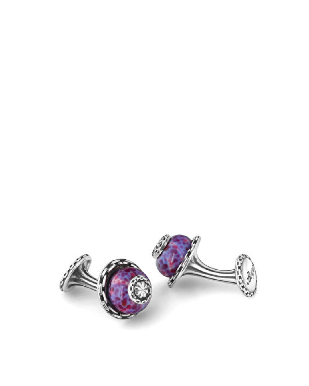 Glass Beads-M Chain Fx Silver Cufflinks