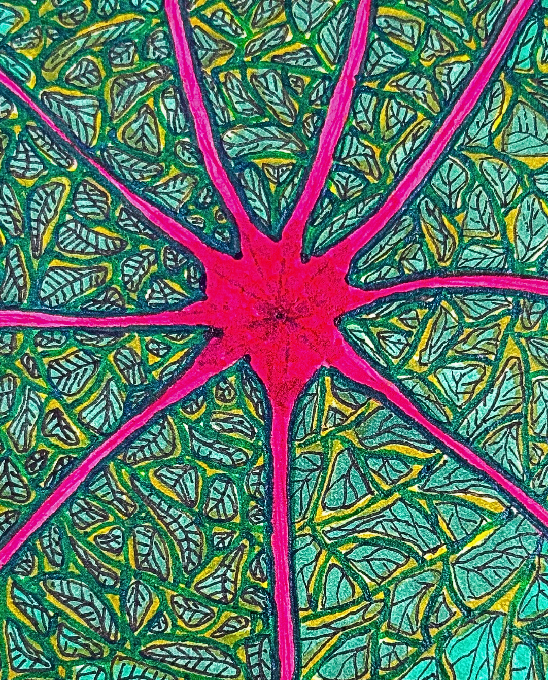 A Leaf 25cm Archival Ink & Watercolor Drawing