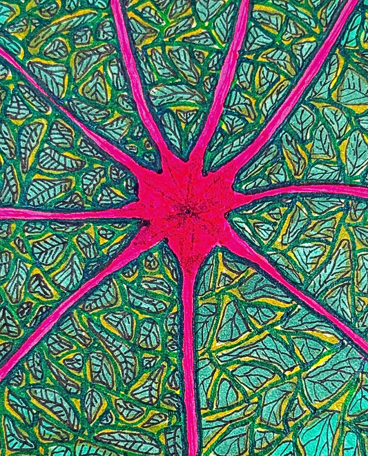 A Leaf 25cm Archival Ink & Watercolor Drawing