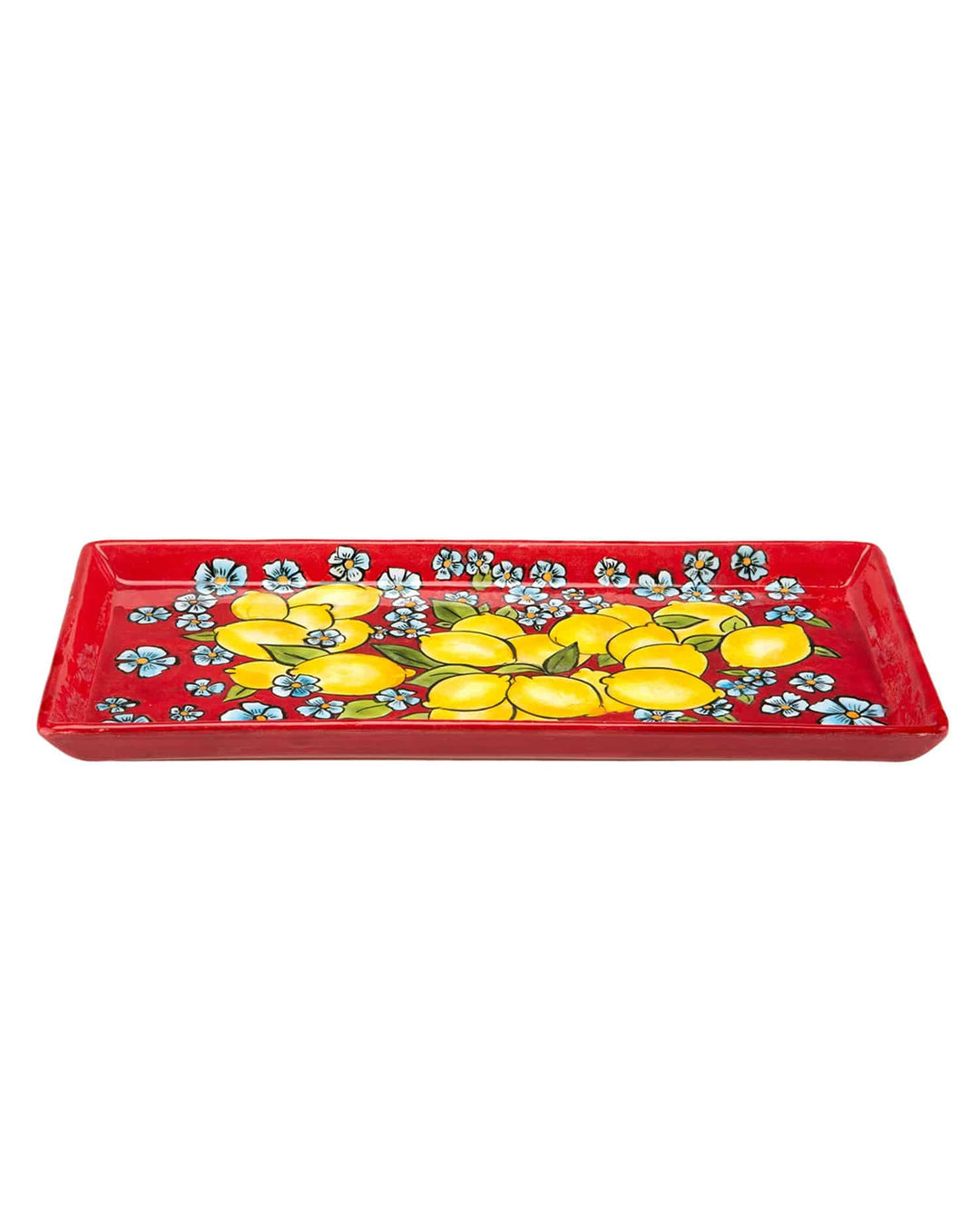 Amalfi Coast Handmade Red & Lemon Pattern Ceramic Tray (35 cm)