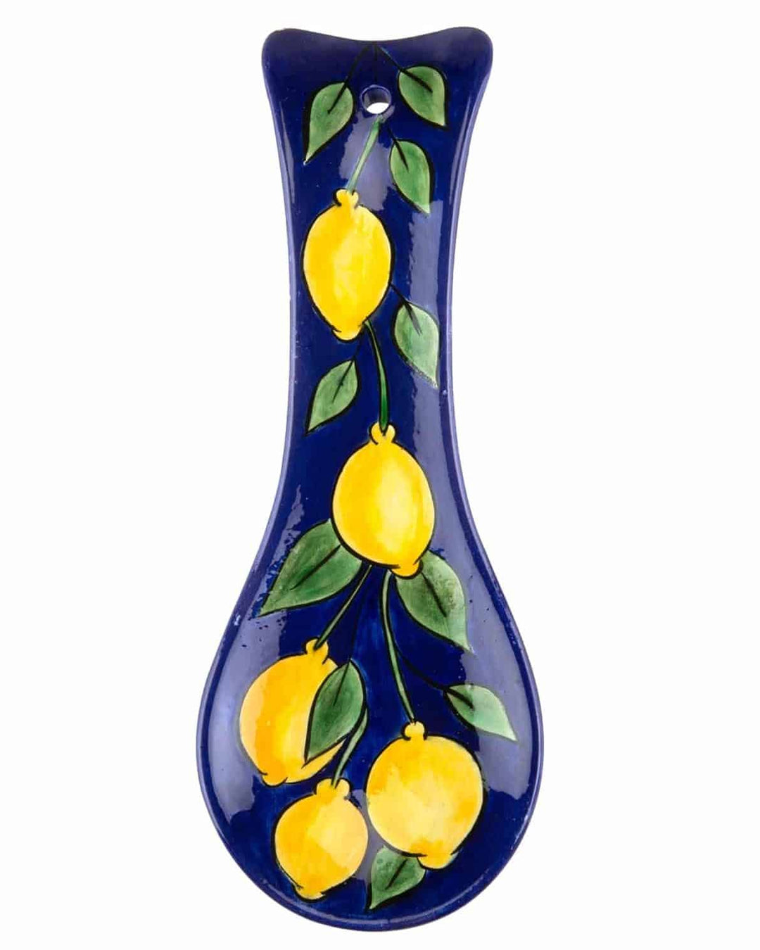 Amalfi Coast Handmade Cobalt Base Lemon Pattern Ceramic Spoon Holder (15 cm)