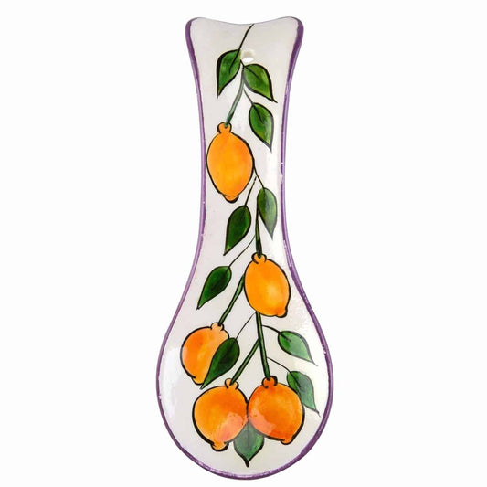 Amalfi Coast Handmade Purple Lemon Pattern Ceramic Spoon Holder (15 cm)