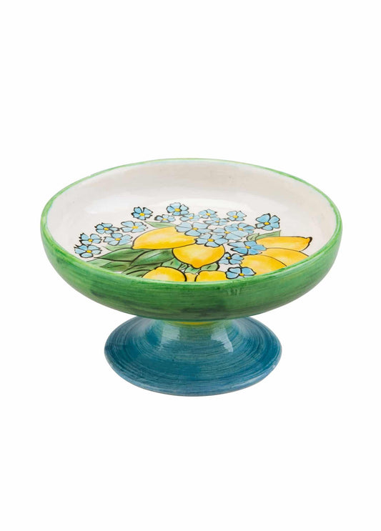 Amalfi Coast Handmade Green-Edged Ceramic Cake Stand (15 cm)
