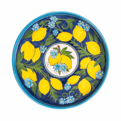 Amalfi Coast Handmade Cobalt Round Ceramic Tray