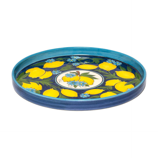 Amalfi Coast Handmade Cobalt Round Ceramic Tray