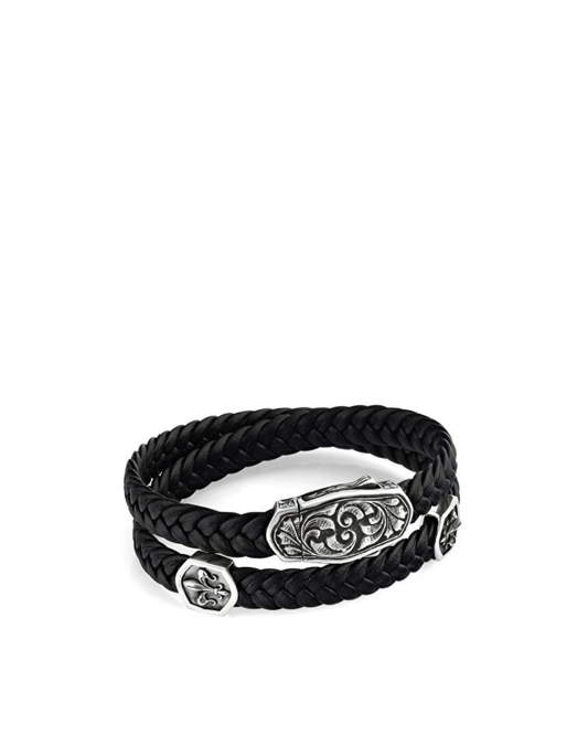 Arc Engraved Braided FDelis Men’s Silver Bracelet