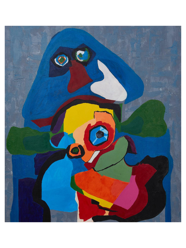 Blue Monster and Her Baby 120×120cm Abstract Expressionism Surrealism Oil Painting