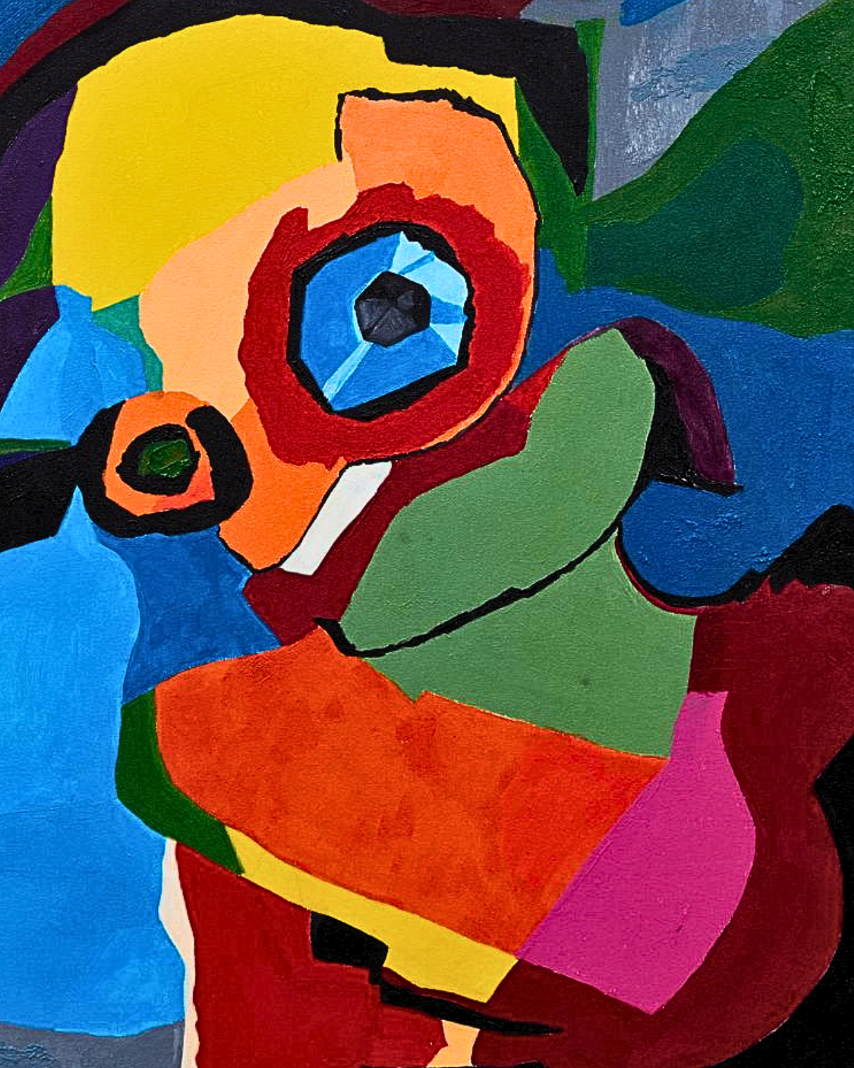 Blue Monster and Her Baby 120×120cm Abstract Expressionism Surrealism Oil Painting