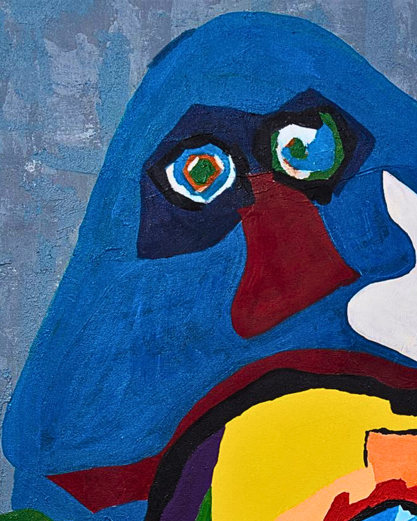 Blue Monster and Her Baby 120×120cm Abstract Expressionism Surrealism Oil Painting