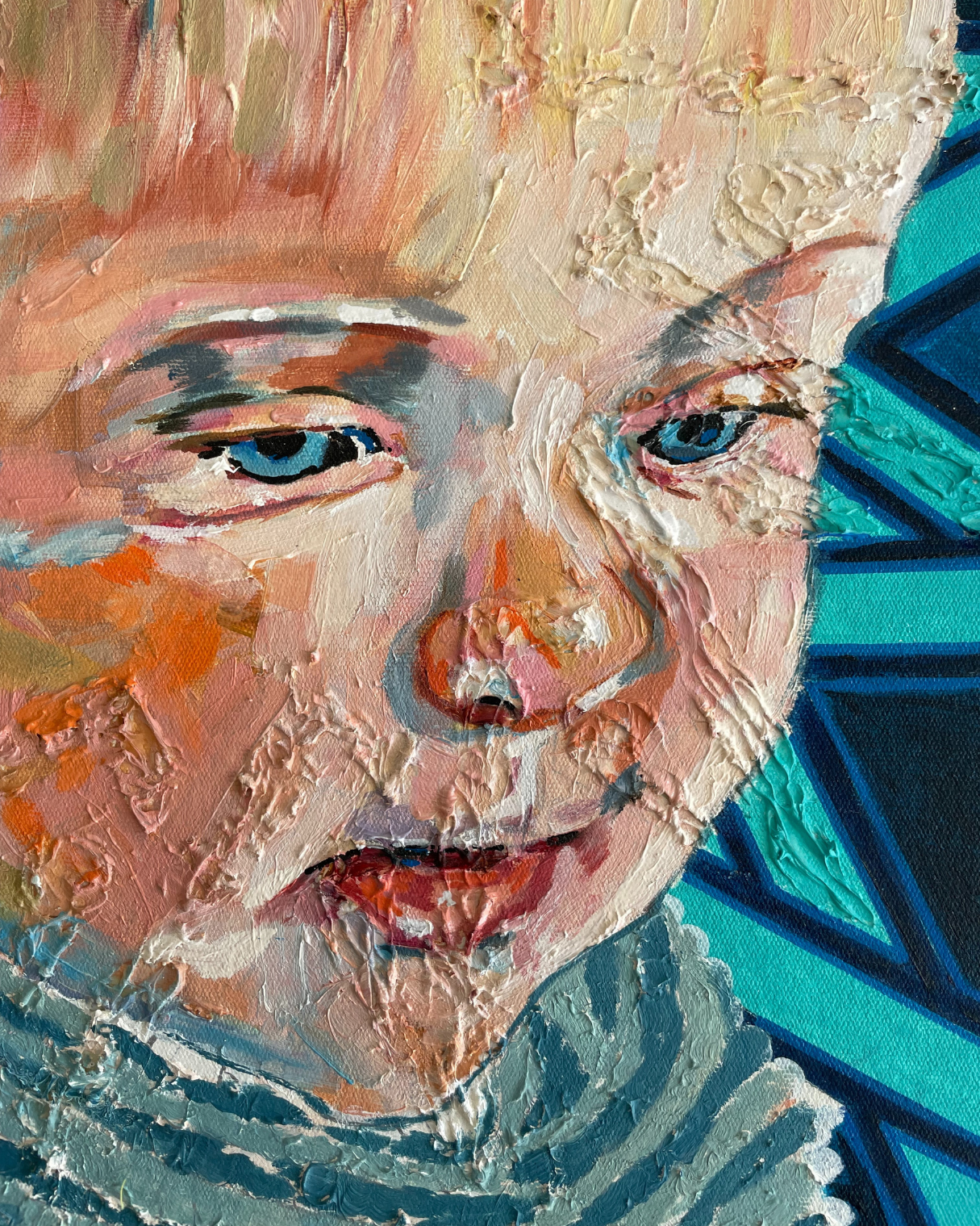 Blue Baby 90×90cm Figurative Expressionism Surrealism Oil Painting