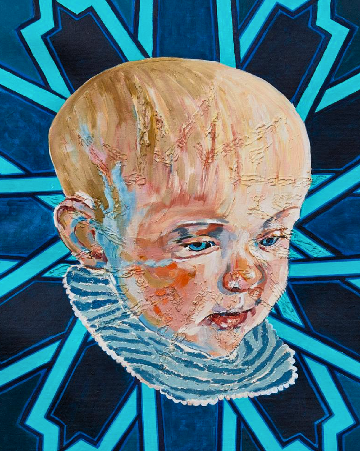 Blue Baby 90×90cm Figurative Expressionism Surrealism Oil Painting