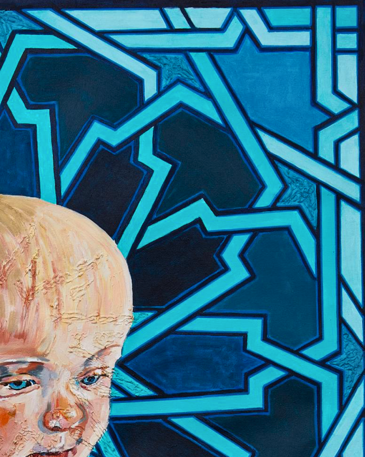 Blue Baby 90×90cm Figurative Expressionism Surrealism Oil Painting