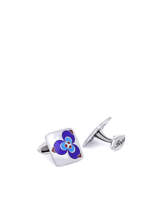 Ottoman Triple Spot Motif Sngl Square Silver Cufflinks