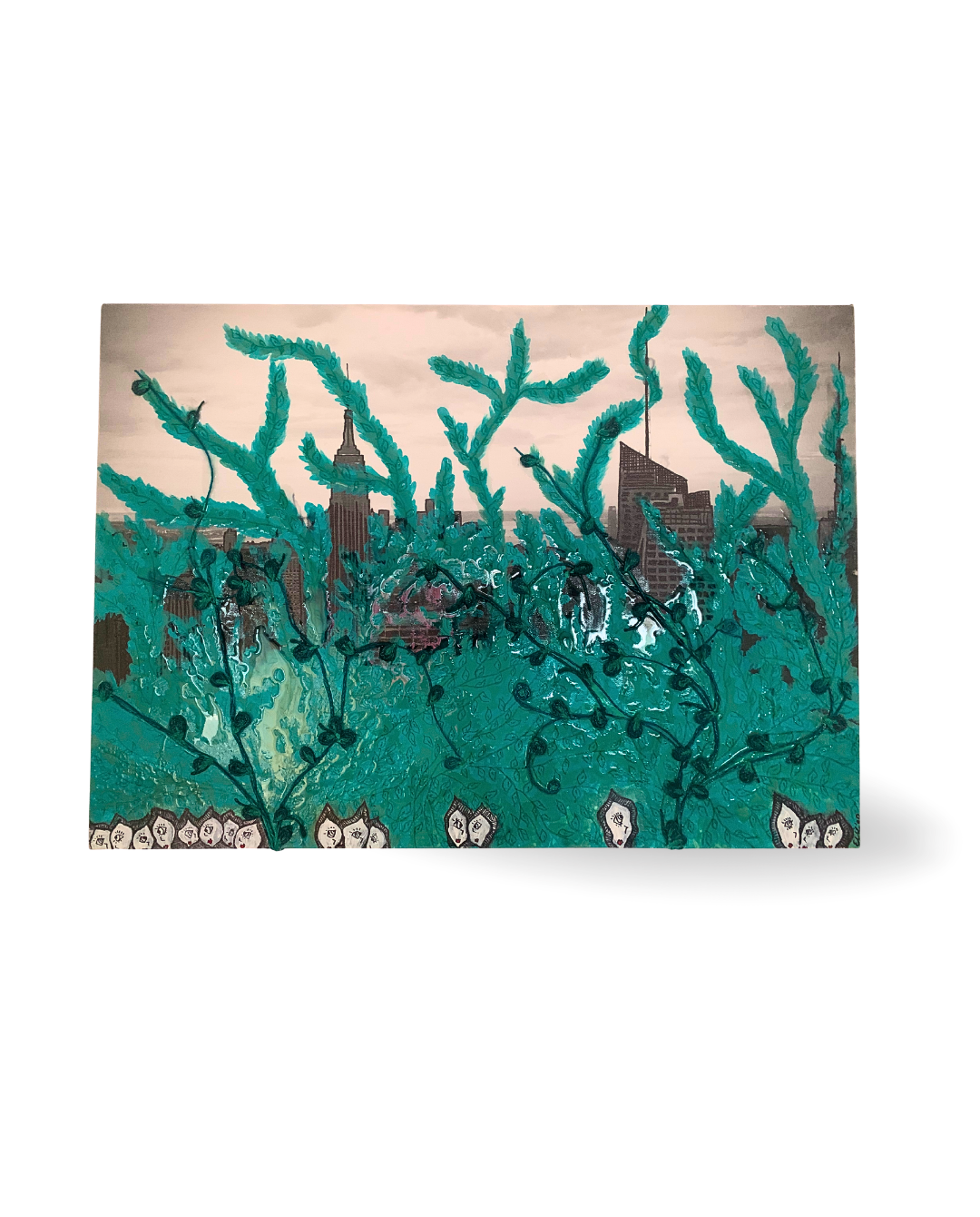 City Garden  50x70cm Mixed Media Acrylic & Resin Painting