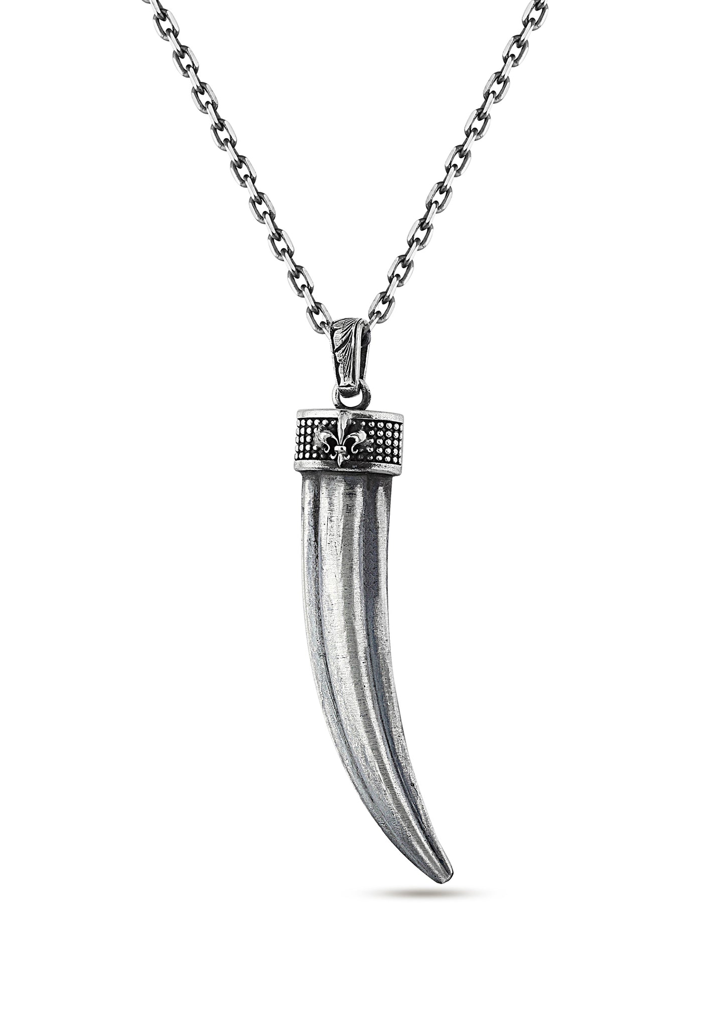 Claw Fleur De Lis Men’s Silver Necklace