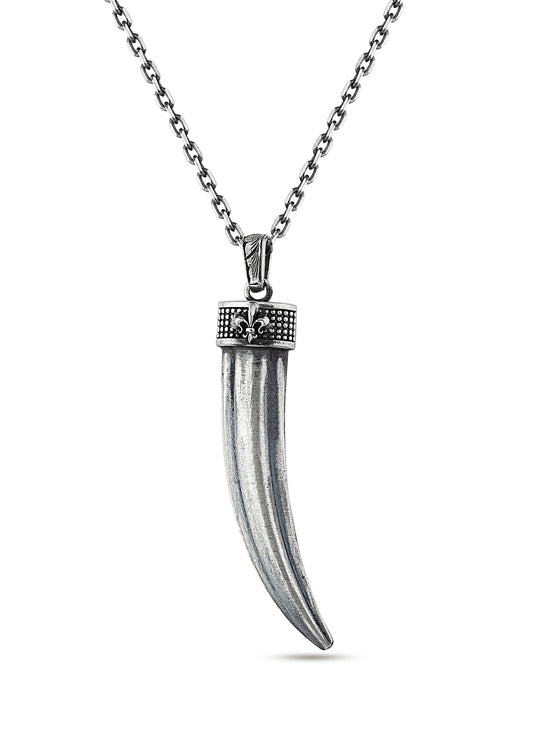 Claw Fleur De Lis Men’s Silver Necklace