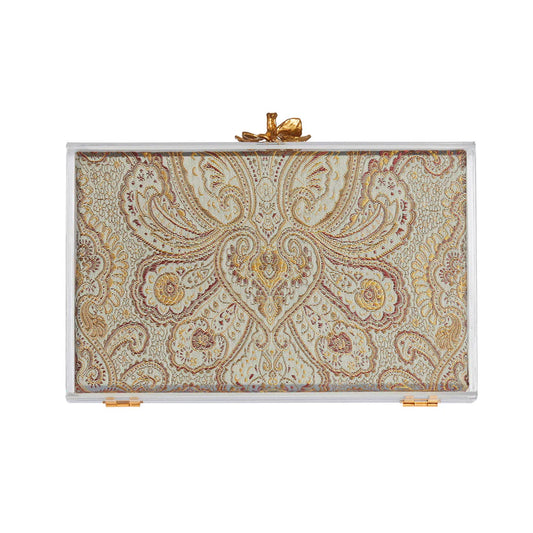 Costes In Grey Paisley Print Silk Jacquard