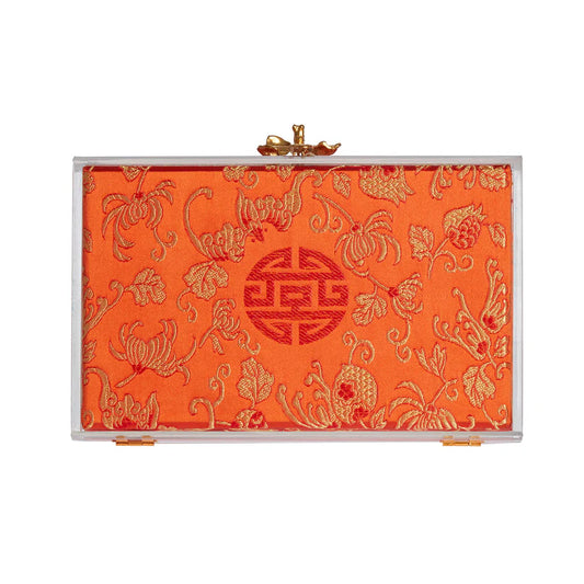 Costes In Orange Floral Print Silk Jacquard