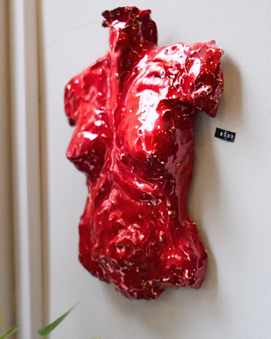 Crimson Torso Handmade Red Bust Wall Sculpture