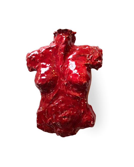 Crimson Torso Handmade Red Bust Wall Sculpture